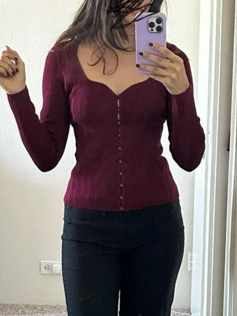 Sezane - Alby Cardigan Cherry - Size L